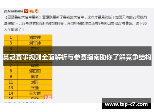 英冠赛事规则全面解析与参赛指南助你了解竞争结构 英冠赛事规则全面解析与参赛指南助你了解竞争结构