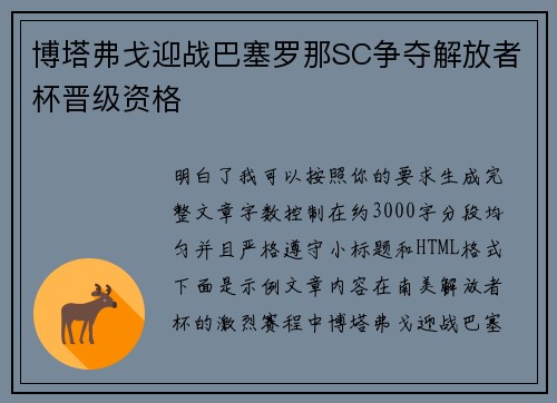 博塔弗戈迎战巴塞罗那SC争夺解放者杯晋级资格